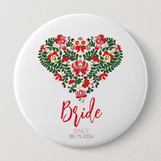 Aangepast script Hongaarse Matyo-folk abstract har Ronde Button 4,0 Cm (Voorkant)