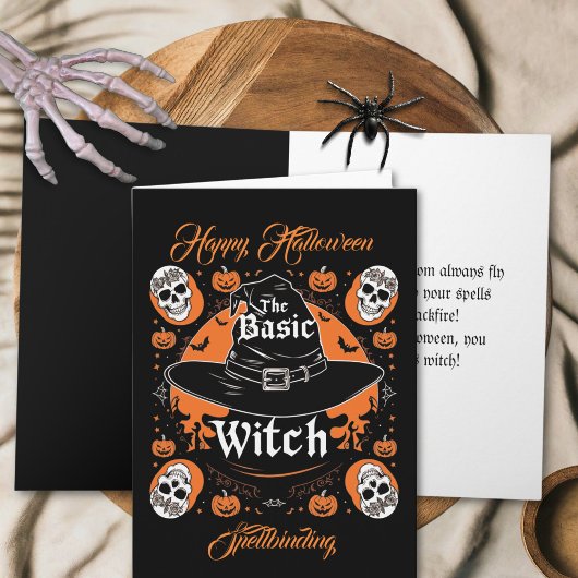 Aangepast script Jack o Lantern Witch Pet Hallowee Kaart