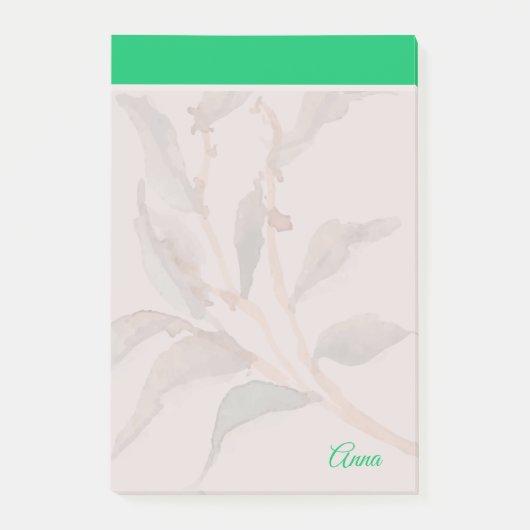 Aangepast script Kleurrijke groene rand waterverf Post-it® Notes (Voorkant)