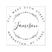 Aangepast script & krans Achternaam Retouradres Zelfinktende Stempel (Design)