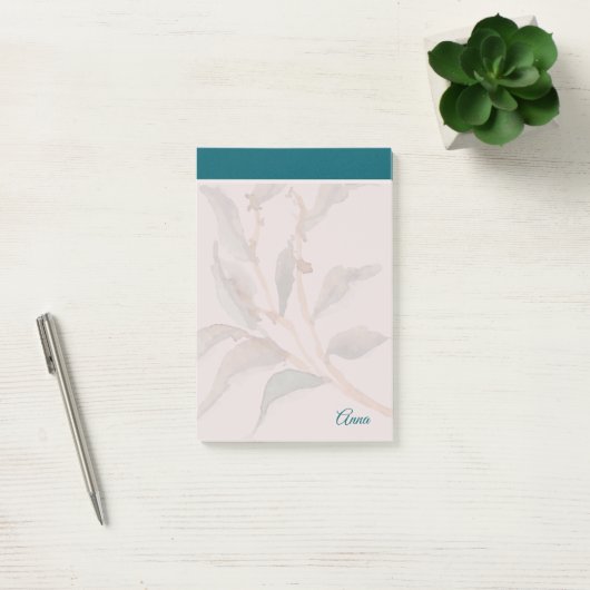 Aangepast script levendige blauwe rand Modern Post-it® Notes (Kantoor)