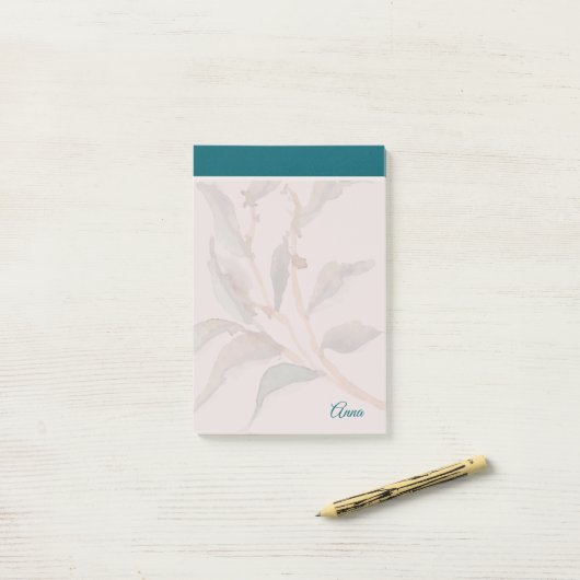 Aangepast script levendige blauwe rand Modern Post-it® Notes (Op bureau)