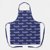Aangepast script marineblauw wit chic patroon schort (Voorkant)