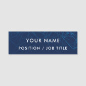 Aangepast script Modern Blauw Tech Professioneel Naamplaatje (Voorkant)