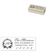 Aangepast script Monogram Achternaam Retouradres Rubberstempel (Gestempeld)