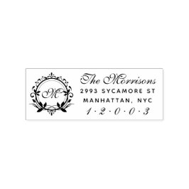 Aangepast script Monogram Achternaam Retouradres Rubberstempel
