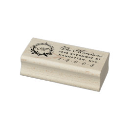 Aangepast script Monogram Achternaam Retouradres Rubberstempel