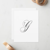 Aangepast script monogram "G" Notitiekaartje (Voorkant / Achterkant in situ)