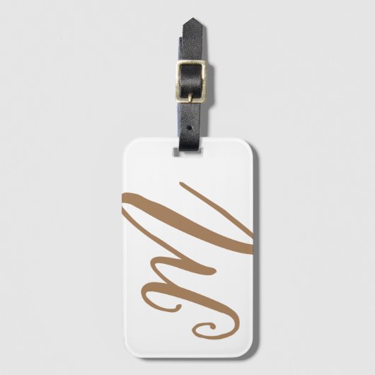 Aangepast Script Monogram Naam Modern Goud Bagagelabel (Voorkant (verticaal))