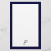 Aangepast script monogram Navy Blue Briefpapier (Achterkant)
