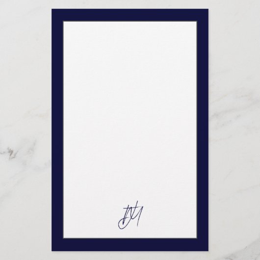 Aangepast script monogram Navy Blue Briefpapier (Achterkant)