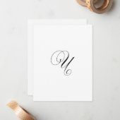 Aangepast script monogram "U" Notitiekaartje (Voorkant / Achterkant in situ)