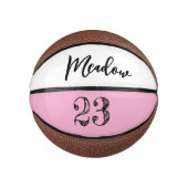 Aangepast script Naam Nummer Zwart Wit Basketbal (Voorkant)