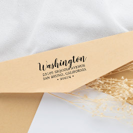 Aangepast script naam terugkeer adres inkt stempel