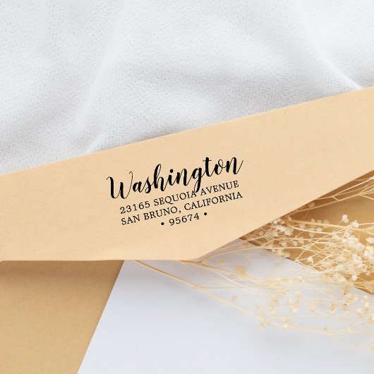 Aangepast script naam terugkeer adres inkt stempel