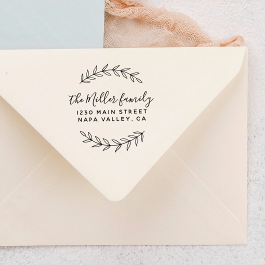 Aangepast Script Name Botanical Sprig Return-adres Rubberstempel