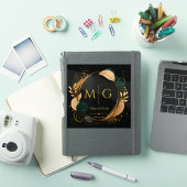 Aangepast script op luxe zwart gouden abstract kad sticker (iPad Cover)