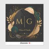 Aangepast script op luxe zwart gouden abstract kad sticker (Vel)