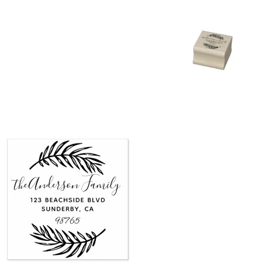 Aangepast Script-palmpje leest WreatReturn-adres Rubberstempel (Gestempeld)