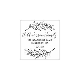Aangepast Script-palmpje leest WreatReturn-adres Rubberstempel