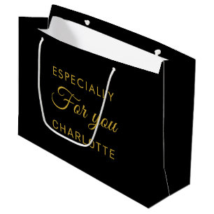 Aangepast script Persoonlijke tekst Modern Zwart Groot Cadeauzakje