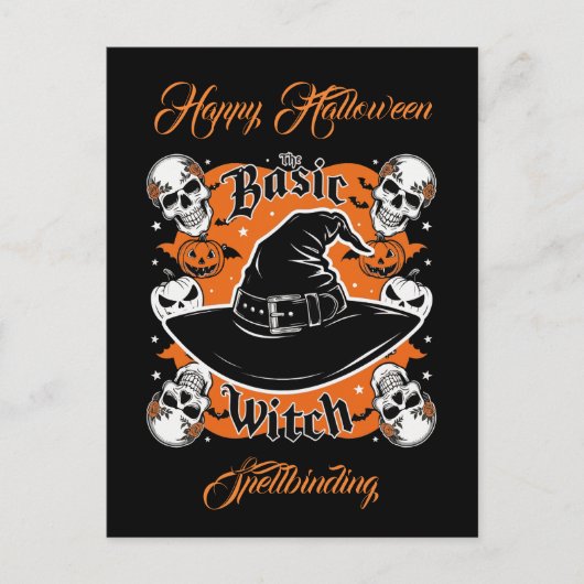 Aangepast script Pompoen Schedel Retro Halloween W Briefkaart (Voorkant)