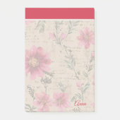 Aangepast script romantische  bloemenachtergrond post-it® notes (Voorkant)