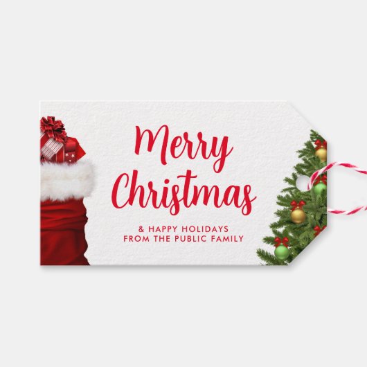 Aangepast script rood groen vrolijk kerstfeest vak cadeaulabel (Voorkant (Horizontaal))