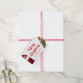 Aangepast script rood groen vrolijk kerstfeest vak cadeaulabel (Met Touw)