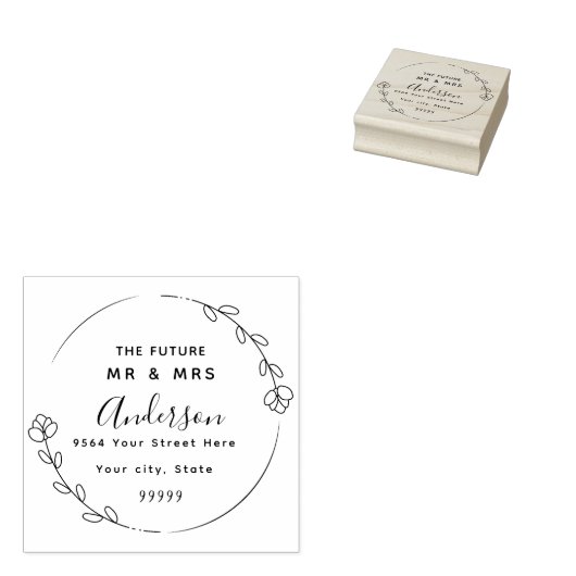 Aangepast script Toekomst Mr & Mrs Retouradres Rub Rubberstempel (Gestempeld)