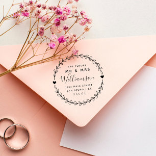 Aangepast script Toekomst Mr & Mrs Return-adres Rubberstempel
