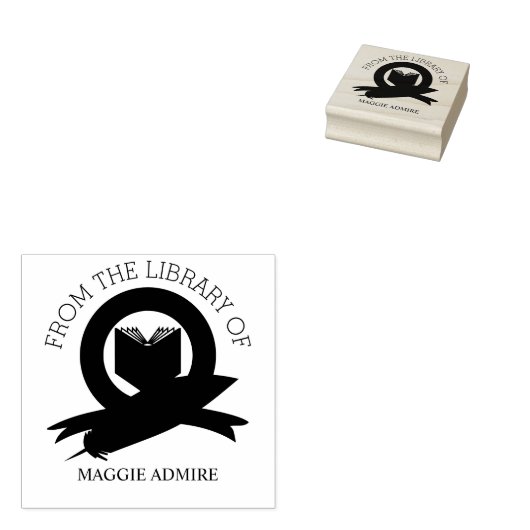 Aangepast Script Trendy Modern Floral Ex Libris Gi Rubberstempel (Gestempeld)