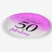 Aangepast script voor 50 en Fabulous Hot Pink Conf Papieren Bordje (Gekanteld)