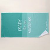 Aangepast script voor avontuur | Monogram strand Strandlaken (Voorkant)