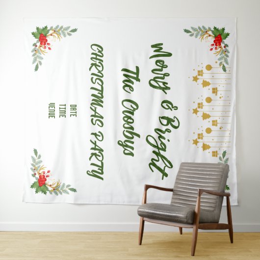 Aangepast script voor Merry and Bright Kerstparty Wandkleed (In Situ (horizontaal))