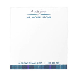Aangepast script voor naam E-mail Tel Pset Tartan Notitieblok