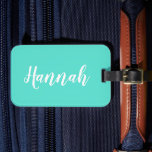 Aangepast script voor Trendy Script Aangepaste naa Bagagelabel<br><div class="desc">Pas dit leuke,  trendy bagagelabel van de manuscriptkalligrafie met jouw naam aan! Dit is de mint groene versie. Geweldig voor je zomervakantie,  bachelorette feestjes,  het zomerkamp van kinderen,  of de lentespauze!</div>