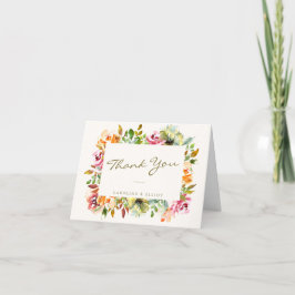 Aangepast script waterverf Floral Border Wedding Bedankkaart