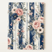 Aangepast script waterverf navy bloem streeppatroo planner (Achterkant)