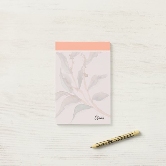 Aangepast script Zoete roze rand Modern Girly Post-it® Notes (Op bureau)