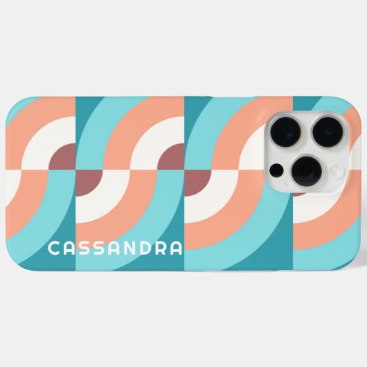 Aangepast seafoam Green Mauve Taupe Retro Mod Patr Case-Mate iPhone Case (Achterkant (horizontaal))