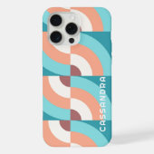 Aangepast seafoam Green Mauve Taupe Retro Mod Patr iPhone Hoesje (Achterkant)