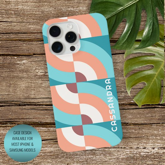 Aangepast seafoam Green Mauve Taupe Retro Mod Patr iPhone Hoesje