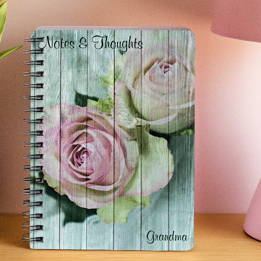 Aangepast, Shabby Chic Pink Roses, Notitieboek Jou