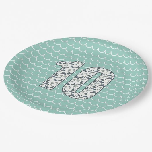 Aangepast Shark Birthday Bord | 10e verjaardag | Z (Gekanteld)