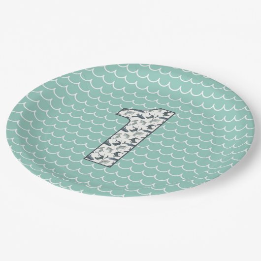 Aangepast Shark Birthday Bord | 1e verjaardag | o (Gekanteld)