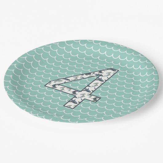 Aangepast Shark Birthday Bord | 4e verjaardag | oc (Gekanteld)