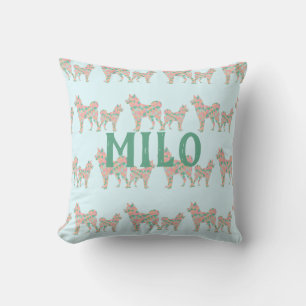 Aangepast Shiba Inu-patroon Pastel Geometrisch Kussen
