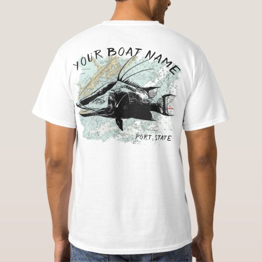 Aangepast Shirt voor de naam van de hogfish boat (Achterkant)