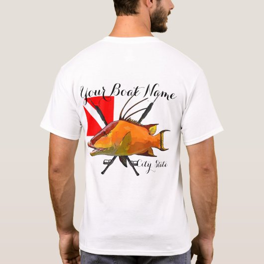 Aangepast Shirt voor Hog Snapper Naam Boat (Achterkant)